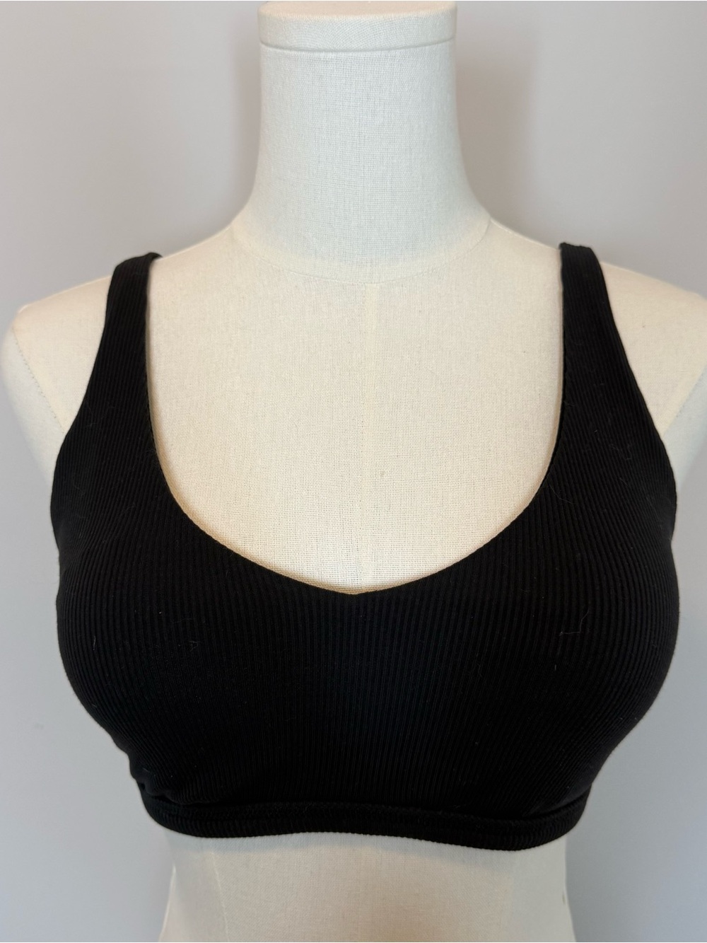aerie Black Ribbed Scoop Bralette